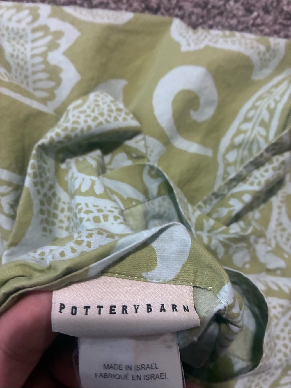 3 Piece Pottery Barn Duvet Set Green Paisley King Boho Vintage - Picture 10 of 11